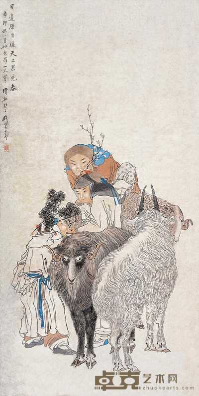 钱慧安 辛卯(1891年)作 人物 立轴 128.2×64cm